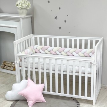 Protectie laterala patut bebe roz-crem